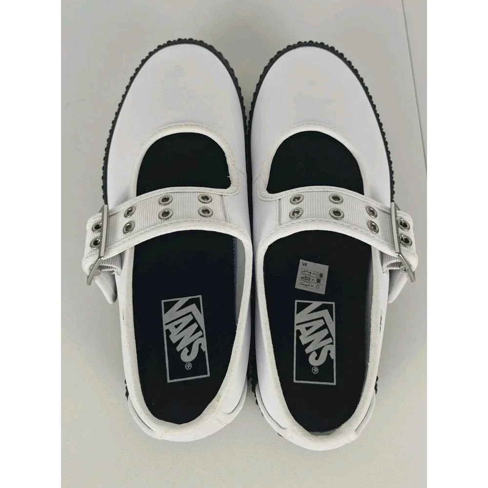 Vans Style 93 Chunky Creeper Platform Mary Jane Shoes White & Black Womens 8.5